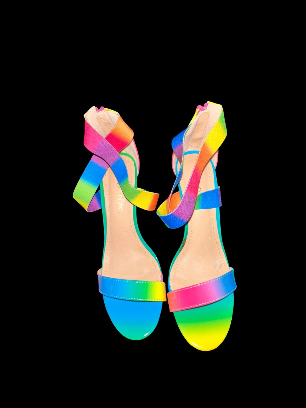 Liliana Rainbow Ombre Strappy Stiletto Heels Size 7 Pride Festival Barbiecore 4.